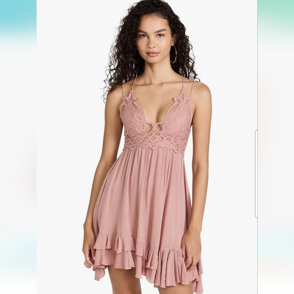 NWT Free People Adella Mini Lace Corset Sexy Dress in Dusty Rose Sz. XS